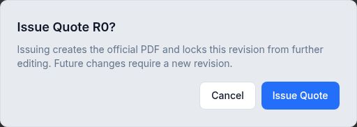 Issuance confirmation explaining that Revision 0 will be locked